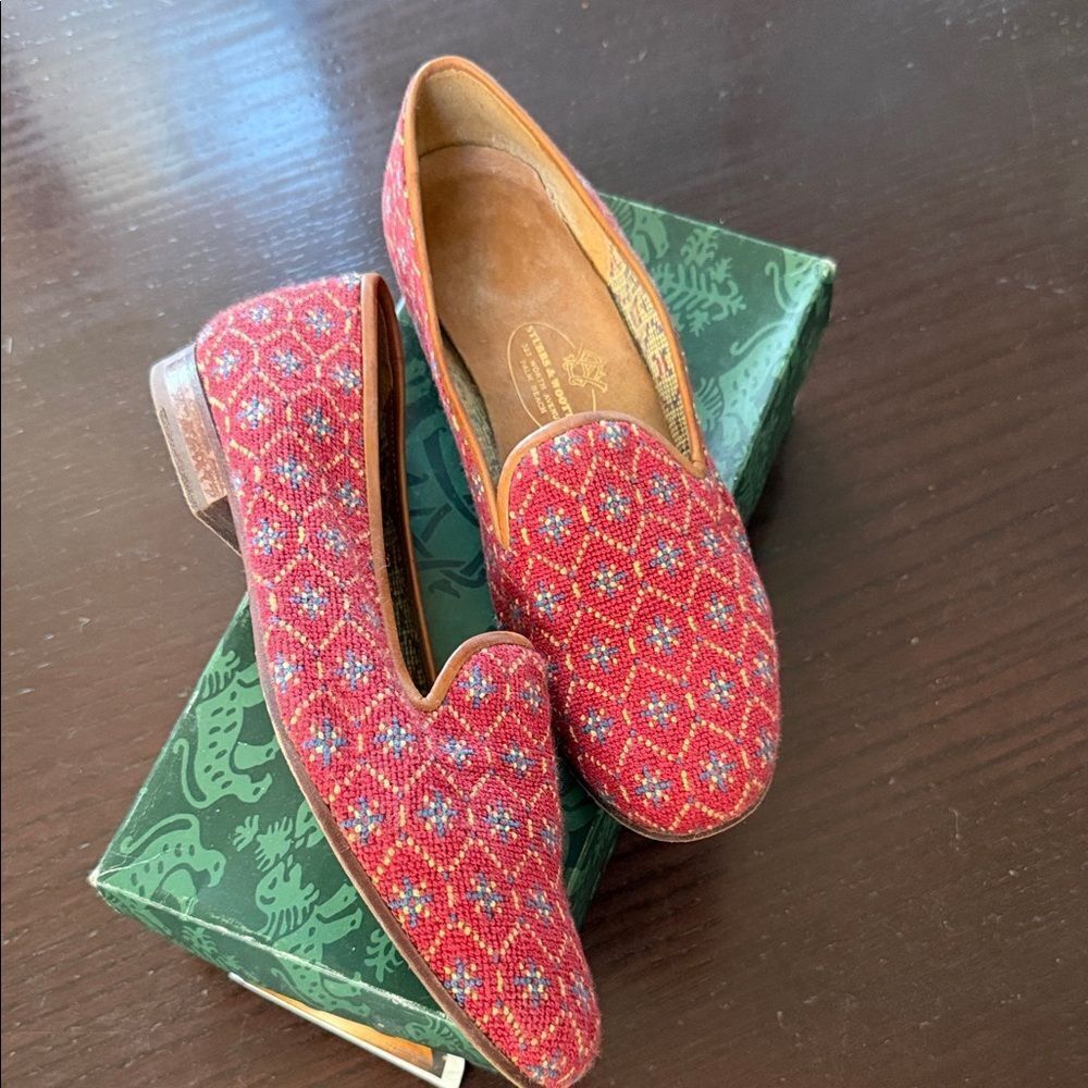 Stubbs & Wootton Red Patterned boho ethnic Loafers